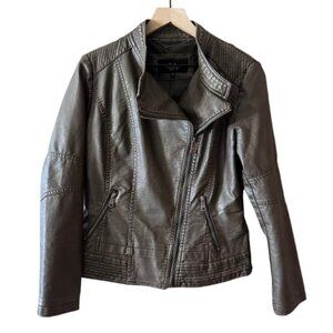Women's M LA Coalition Faux Leather Moto Jacket  Asymmetric Zipper Vegan